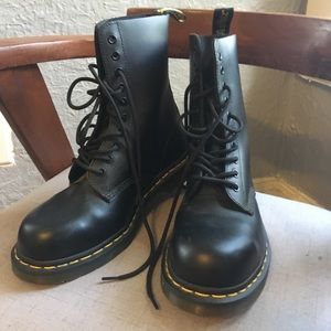 Doc Martens lace up steel toe boots